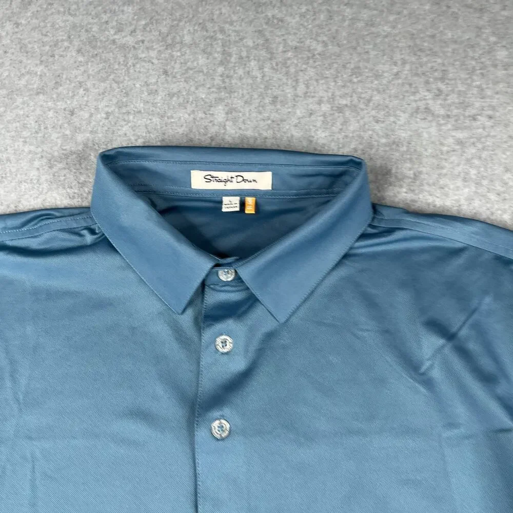 Straight Down Polo Shirt Large Blue UPF15 Lightweight Golf Performance Casual